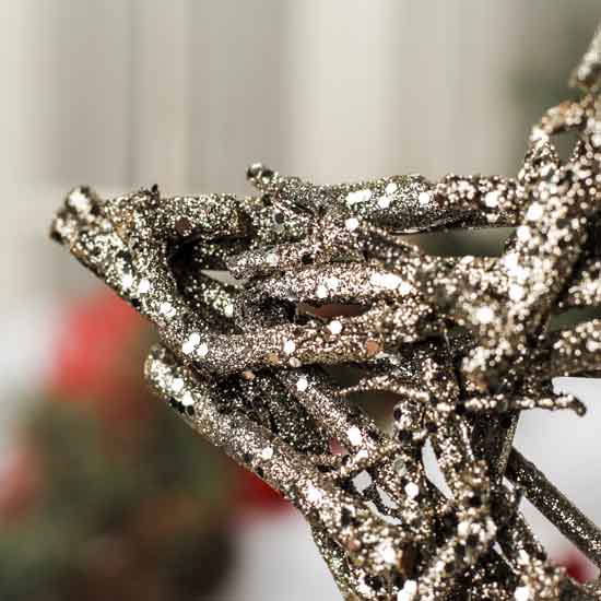 Champagne Glittered Twig Star