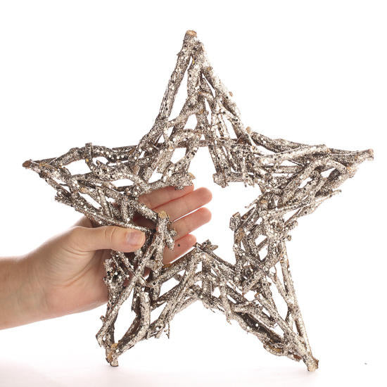 Champagne Glittered Twig Star