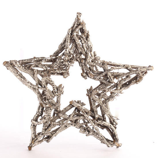 Champagne Glittered Twig Star