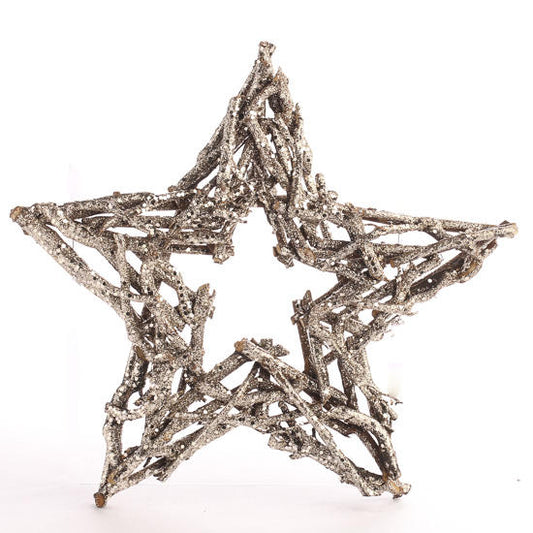 Champagne Glittered Twig Star