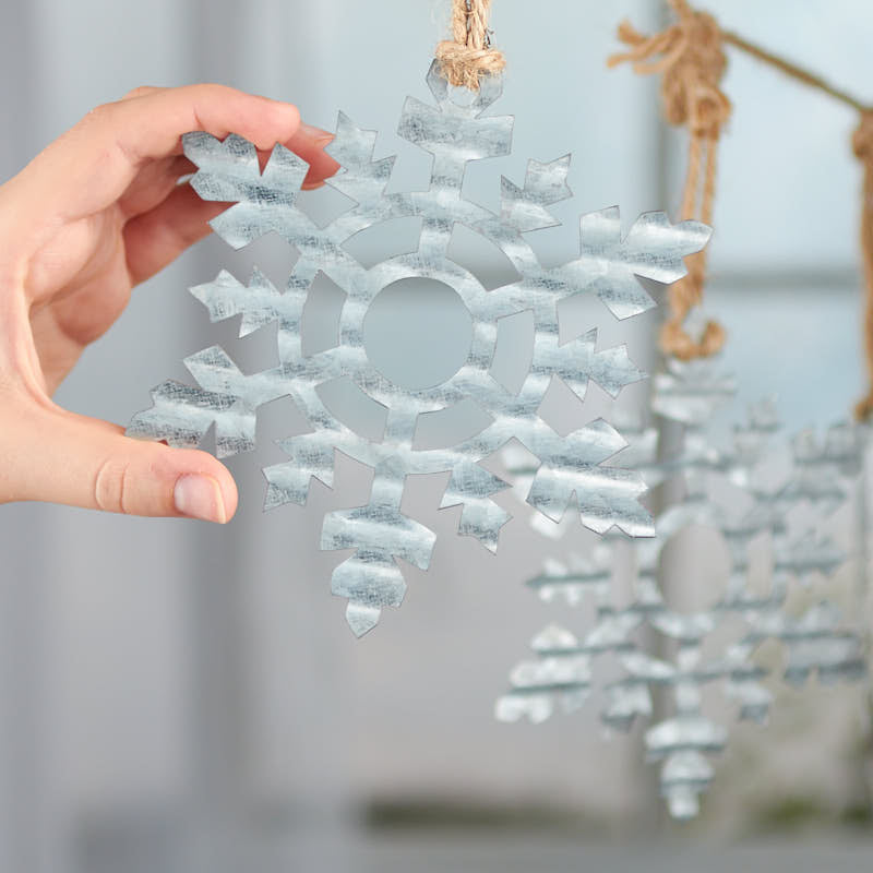 Corrugated Metal Snowflake Garland