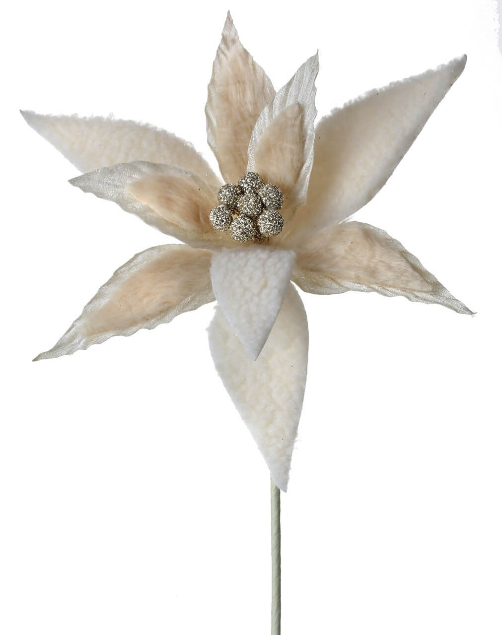 24” Woolly/Fur Poinsettia Stem