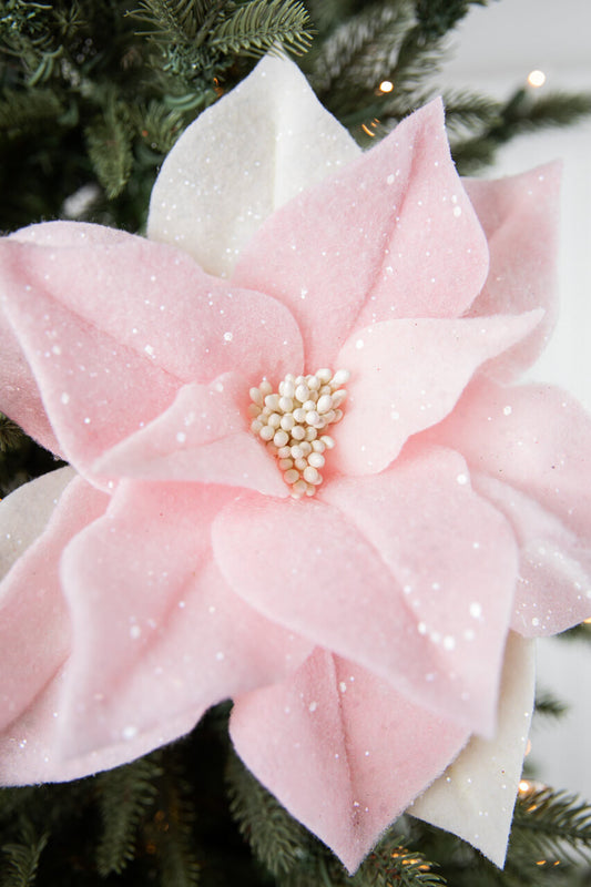 24” Felt Frosted Poinsettia Stem