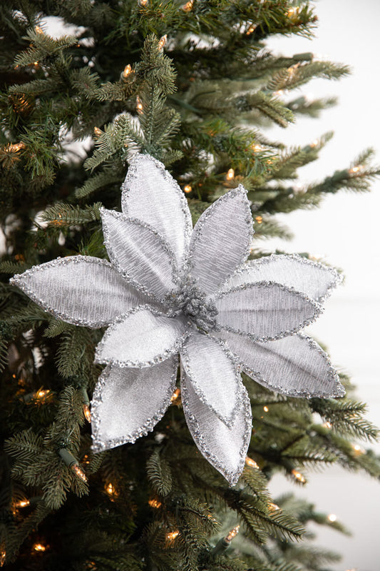 22” Poinsettia Stem - Silver