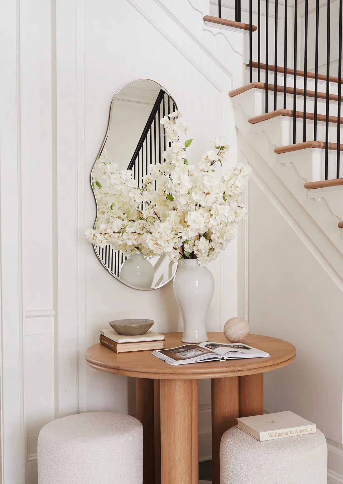 Faux Cherry Blossom in Cream White - 44"