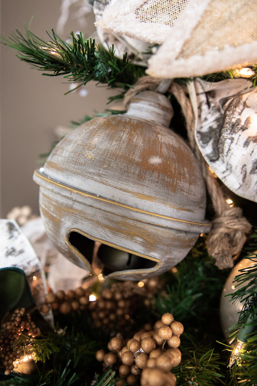 7" x 9” Antique Finish Metal Jingle Bell Ornament