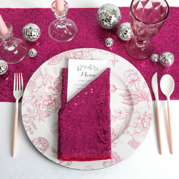 Set Of Ten Glitz Sequin Napkin 20"x20" - Magenta