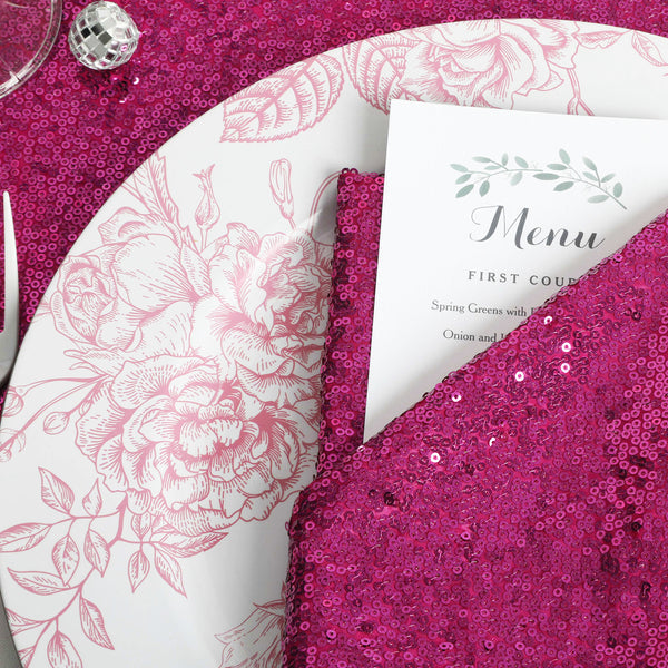Set Of Ten Glitz Sequin Napkin 20"x20" - Magenta