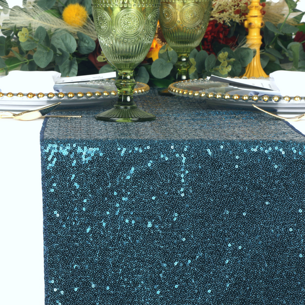 Glitz Sequin Table Runner - Peacock Teal