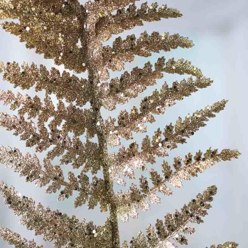 Set Of Three Gold Sparkling Fern Spray