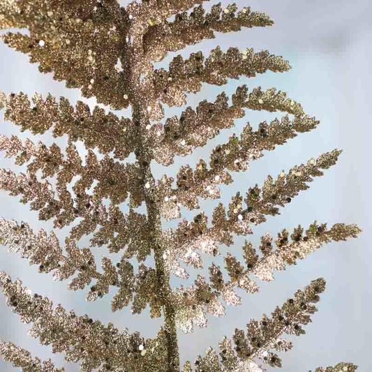 Set Of Three Gold Sparkling Fern Spray