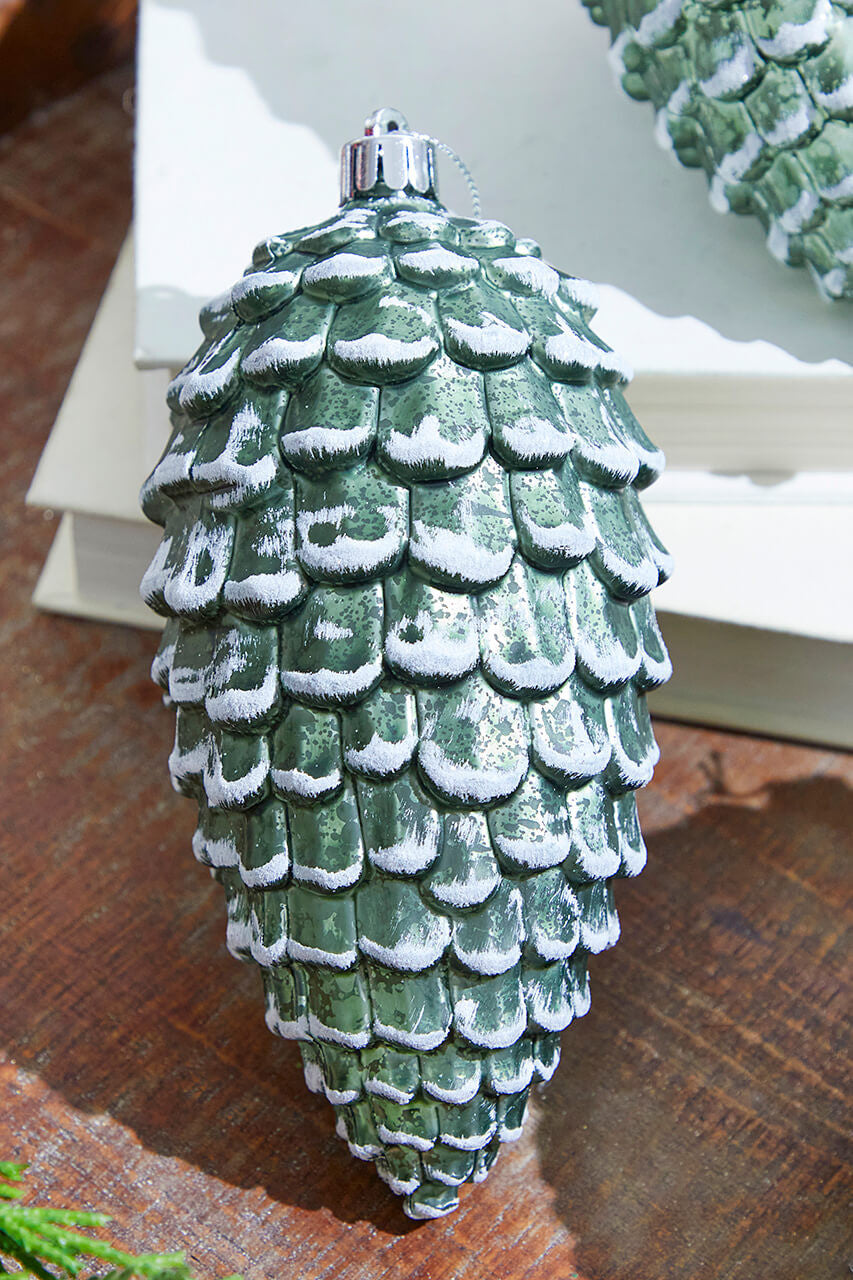 6.5" Snowed Pine Cone Ornament - Set of 3