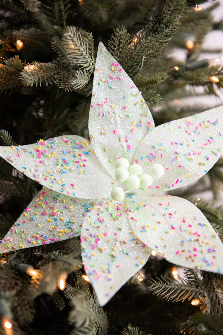 24” Green Sprinkles Candy Poinsettia Stem
