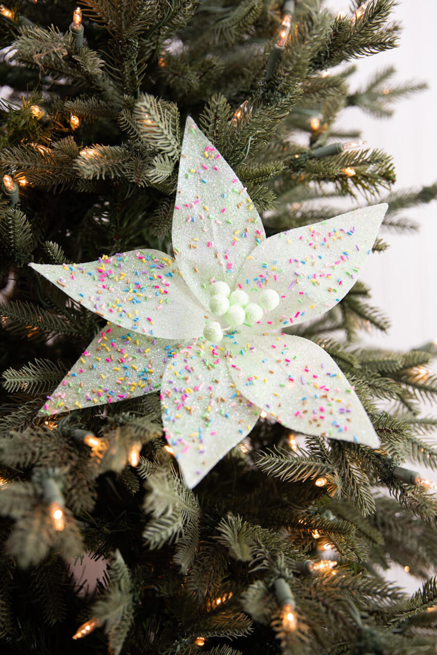 24” Green Sprinkles Candy Poinsettia Stem