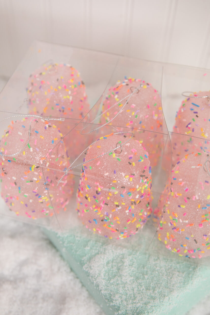 Set of 6 - 3.5” Candy Sprinkle Gumdrop Ornaments
