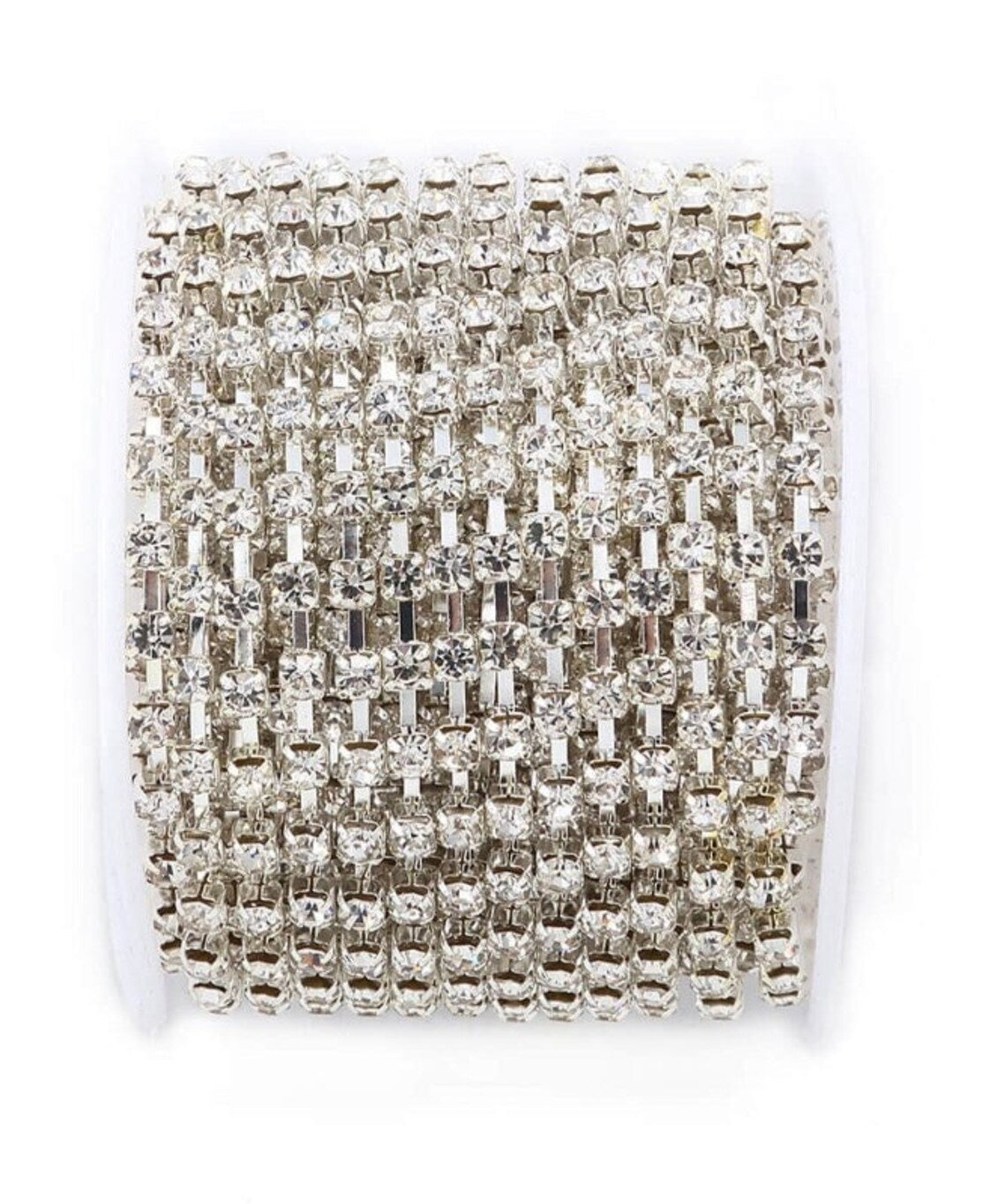 30 FT. Silver Diamond Rhinestone Chain Roll 3mm Gemstone Ribbon