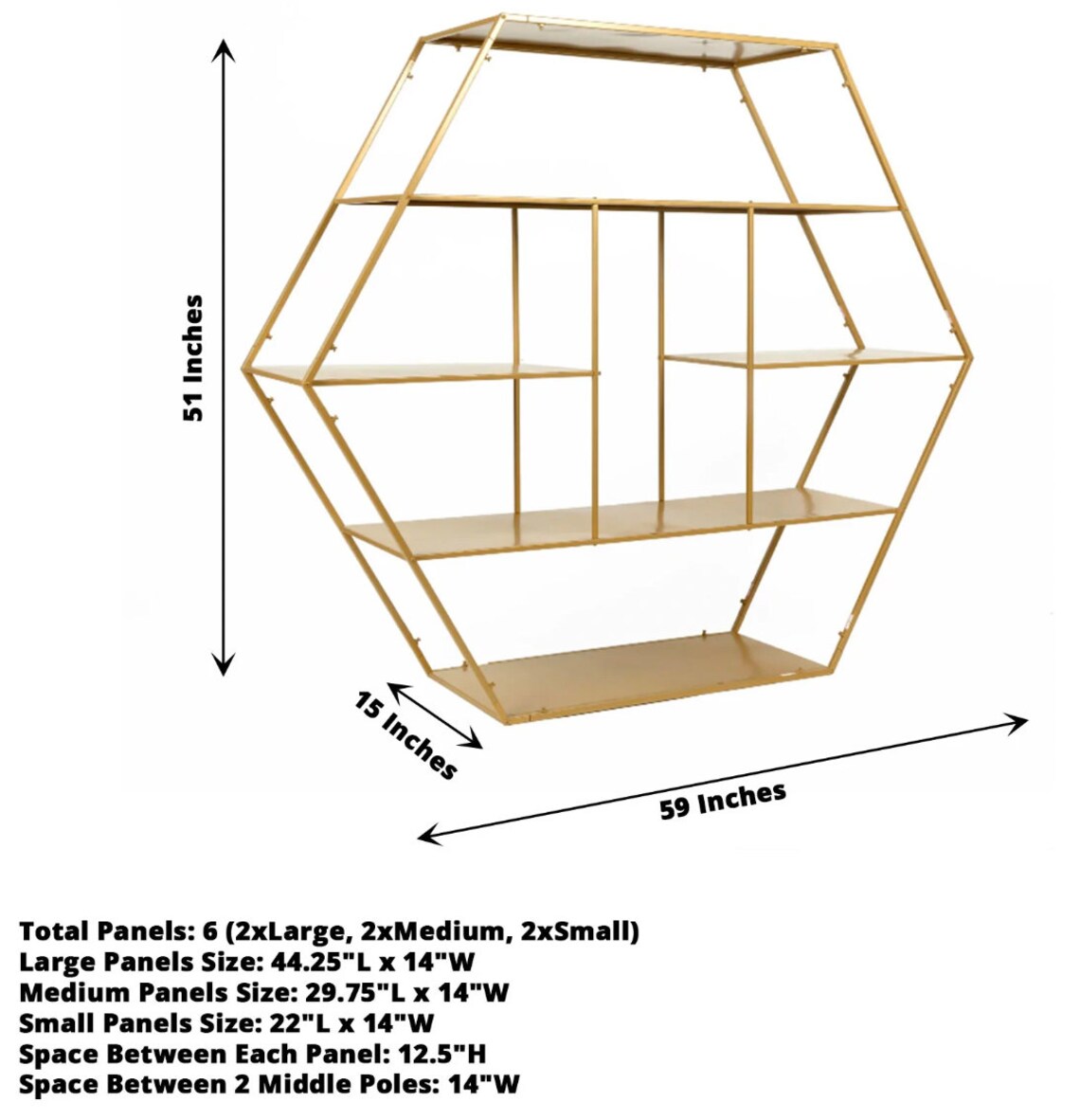 4 FT. Extra Large Gold Metal Tiered Dessert Shelf Display Rack Cake Stand