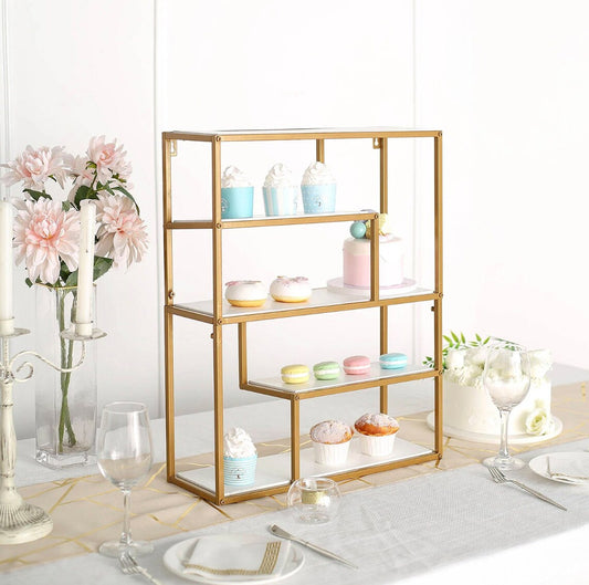 22" Gold Metal 4-Tier Dessert Shelf Display Rack Cake Stand