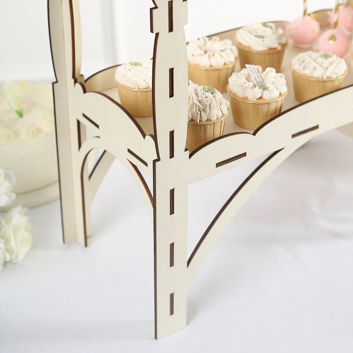 25" Wooden Dessert Mini Display Sweet Stall Candy Cart Cupcake Stand