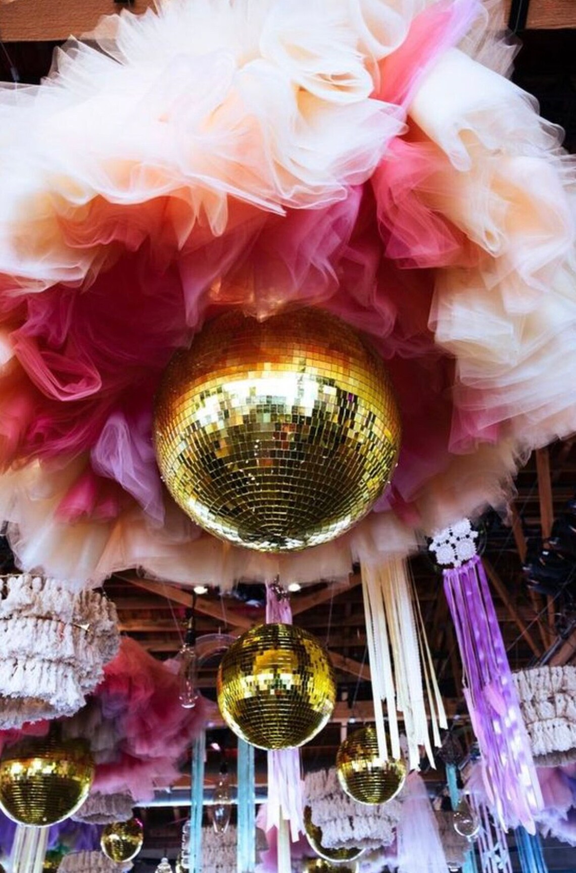 Rotating 20" Gold Disco Ball Hanging Glass