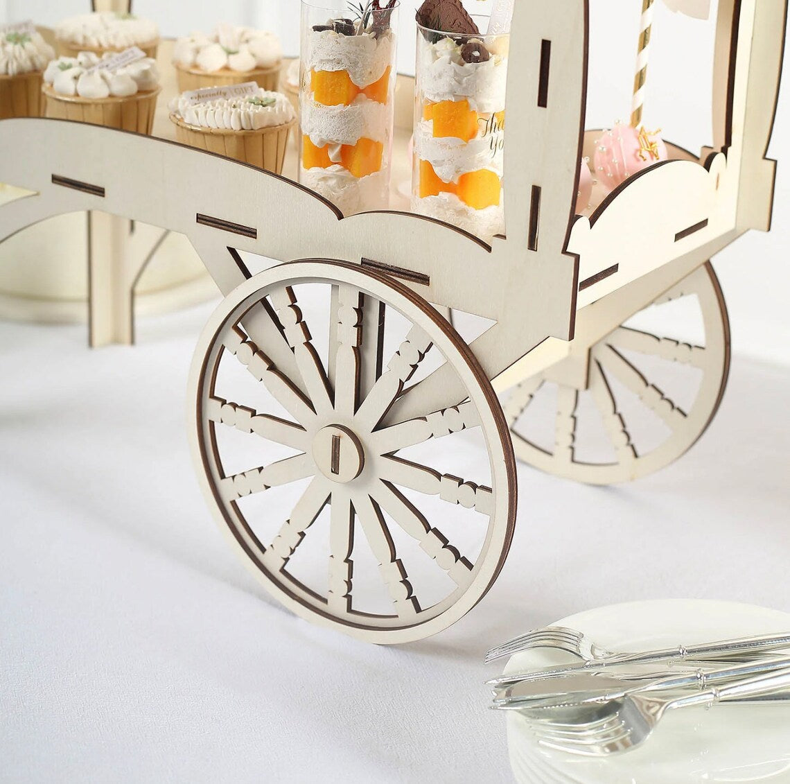 25" Wooden Dessert Mini Display Sweet Stall Candy Cart Cupcake Stand