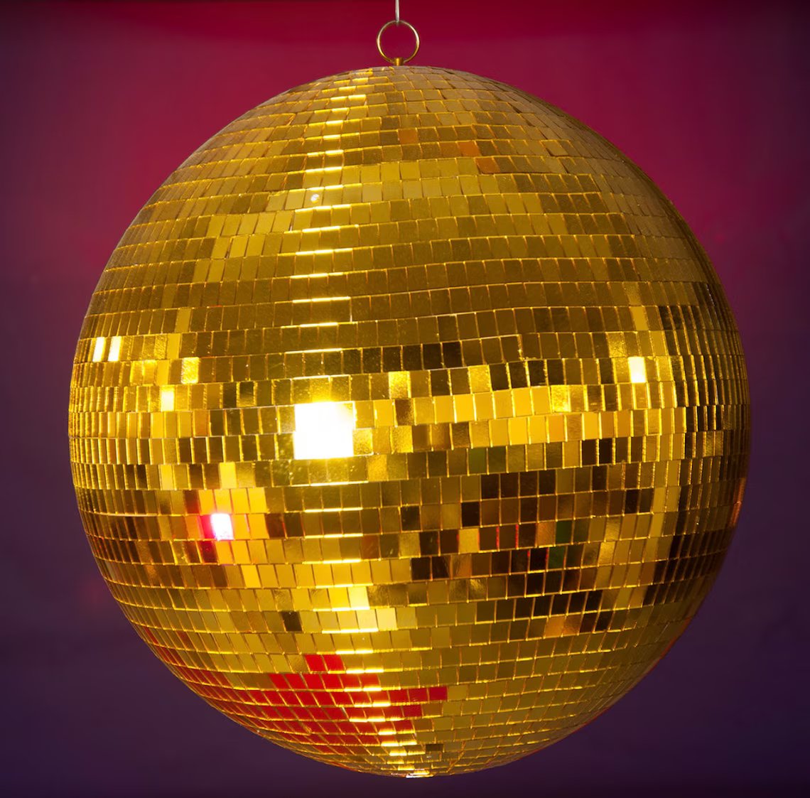 Rotating 20" Gold Disco Ball Hanging Glass