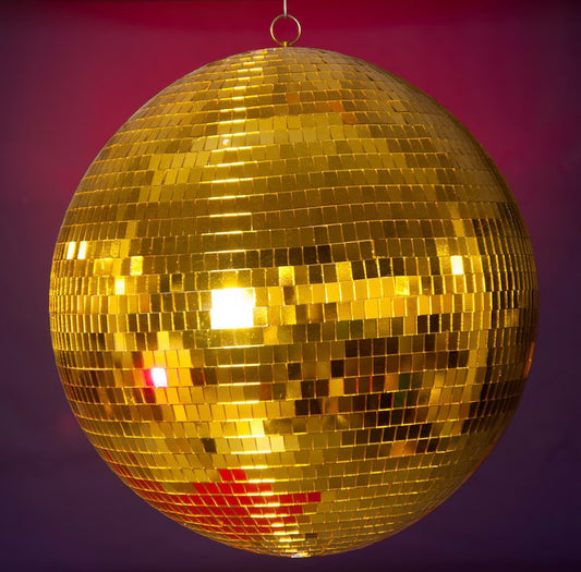 Rotating 20" Gold Disco Ball Hanging Glass
