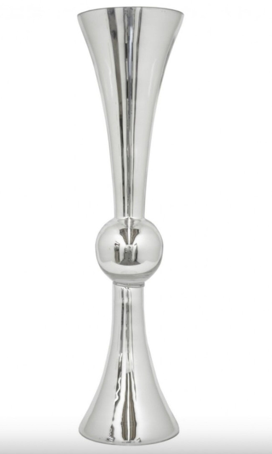 4 PACK 24" Tall Silver Reversible Trumpet Metal Vases