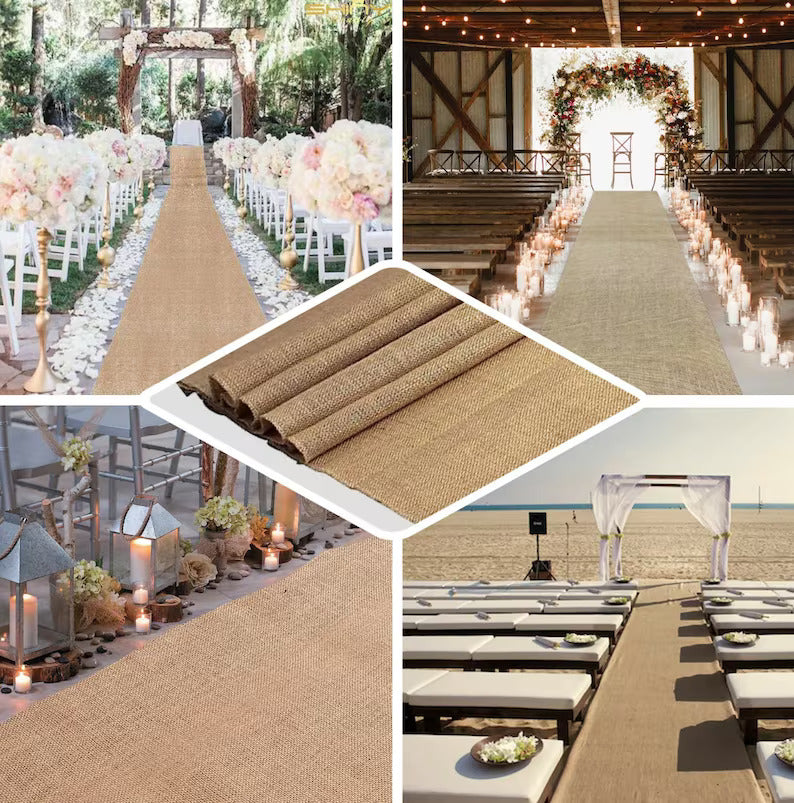 100FT Burlap Aisle Runner