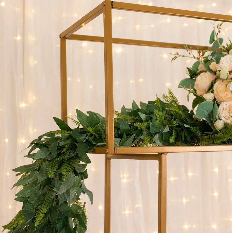 4 Foot Gold Heavy Duty Metal Rectangular Centerpiece Stand