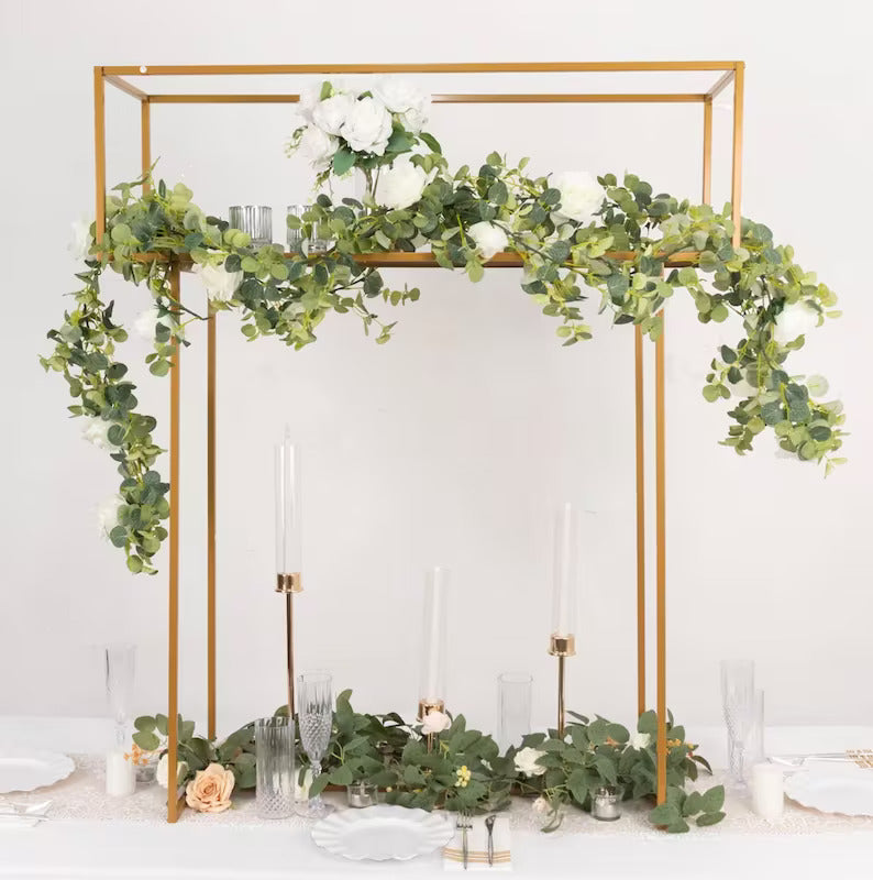 4 Foot Gold Heavy Duty Metal Rectangular Centerpiece Stand
