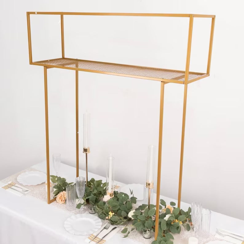 4 Foot Gold Heavy Duty Metal Rectangular Centerpiece Stand