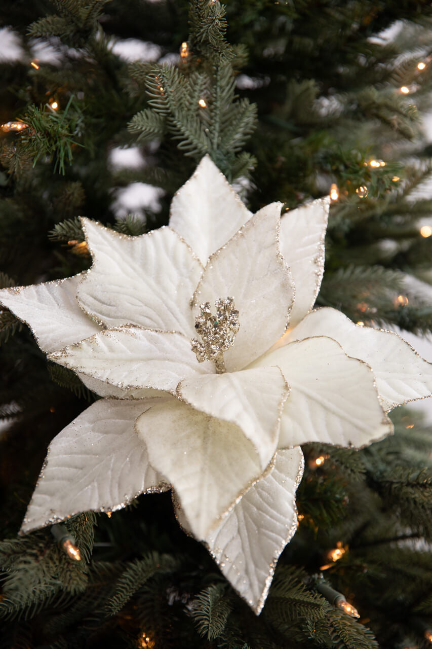 22” Ivory Velvet Poinsettia Spray