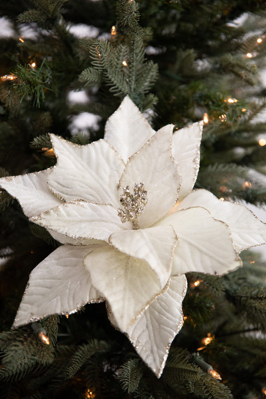 22” Ivory Velvet Poinsettia Spray