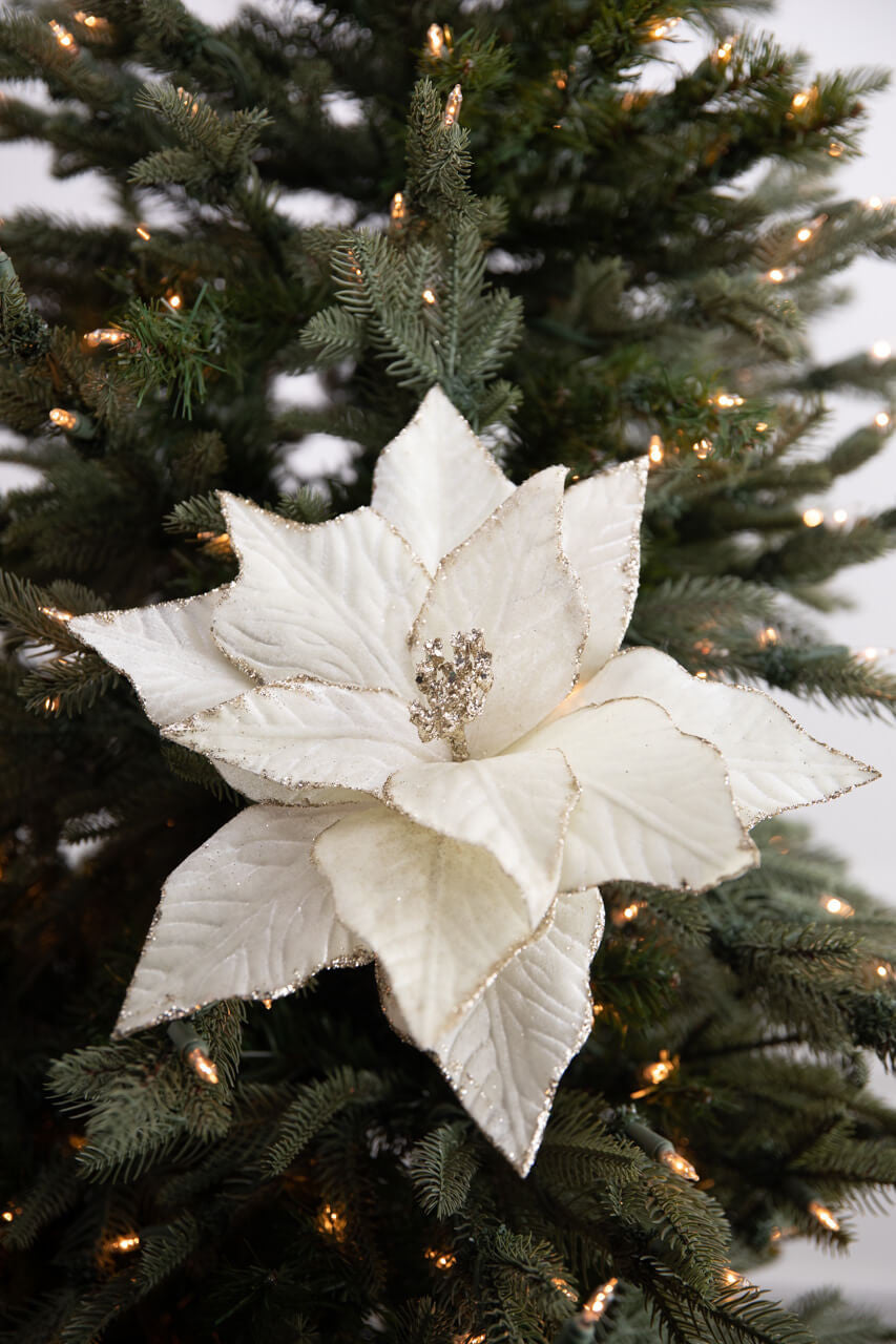 22” Ivory Velvet Poinsettia Spray