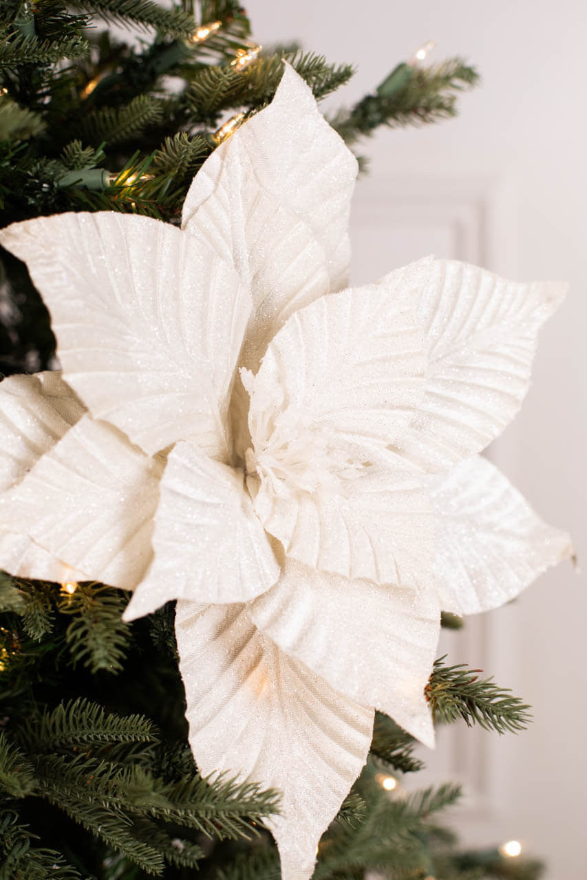 24” Cream Striped Poinsettia Stem