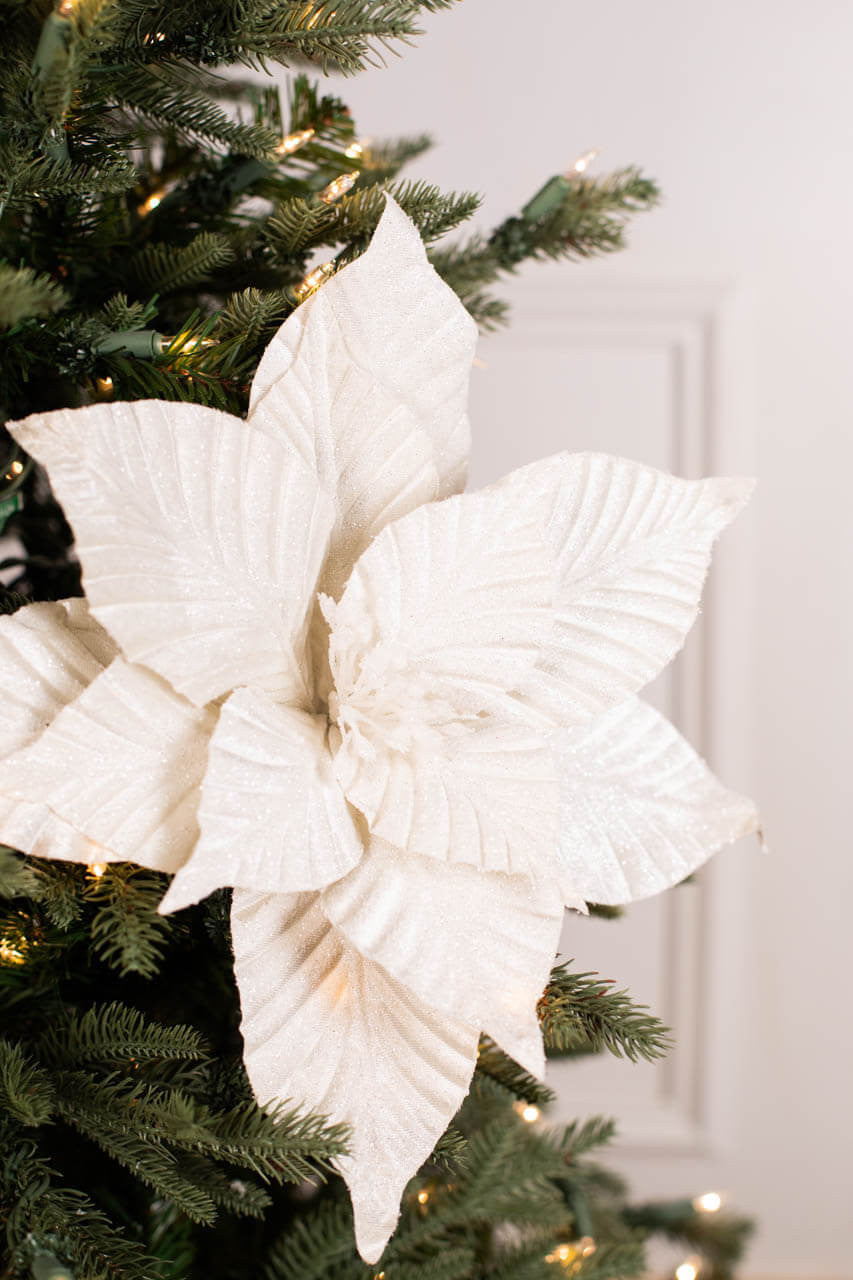 24” Cream Striped Poinsettia Stem
