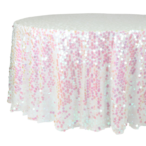 Large Payette Sequin Round 120" Tablecloth - Iridescent Pink