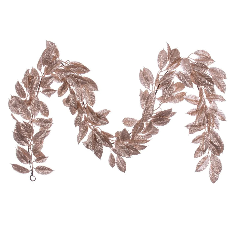Artificial Gardenia Glitter Garland Burlywood