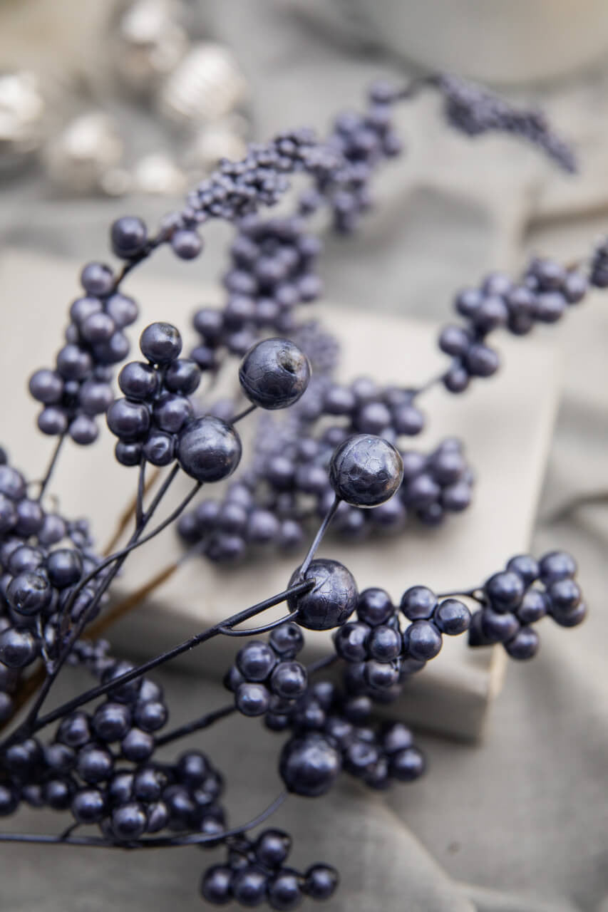 Set Of Two 18” Metallic Dew Berry Spray - Navy