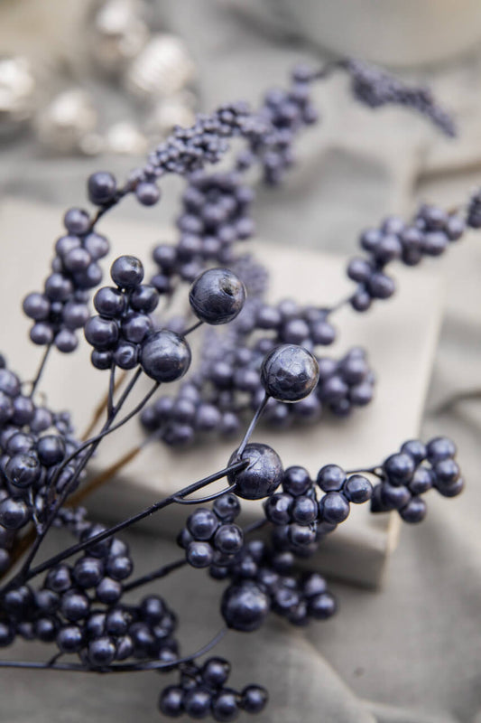 Set Of Two 18” Metallic Dew Berry Spray - Navy