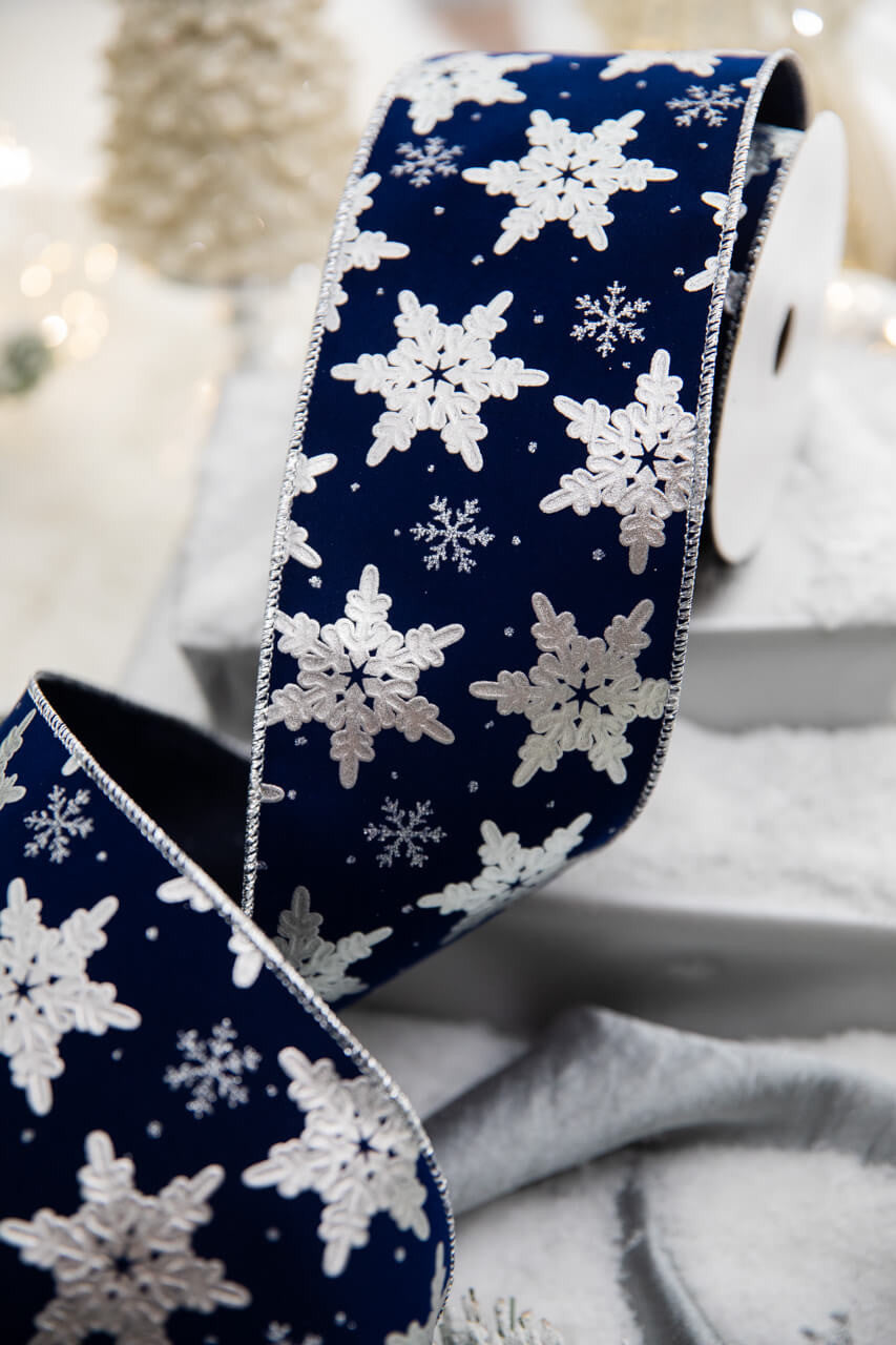 4” x 10 Yard Snowflake OnVelvet Ribbon
