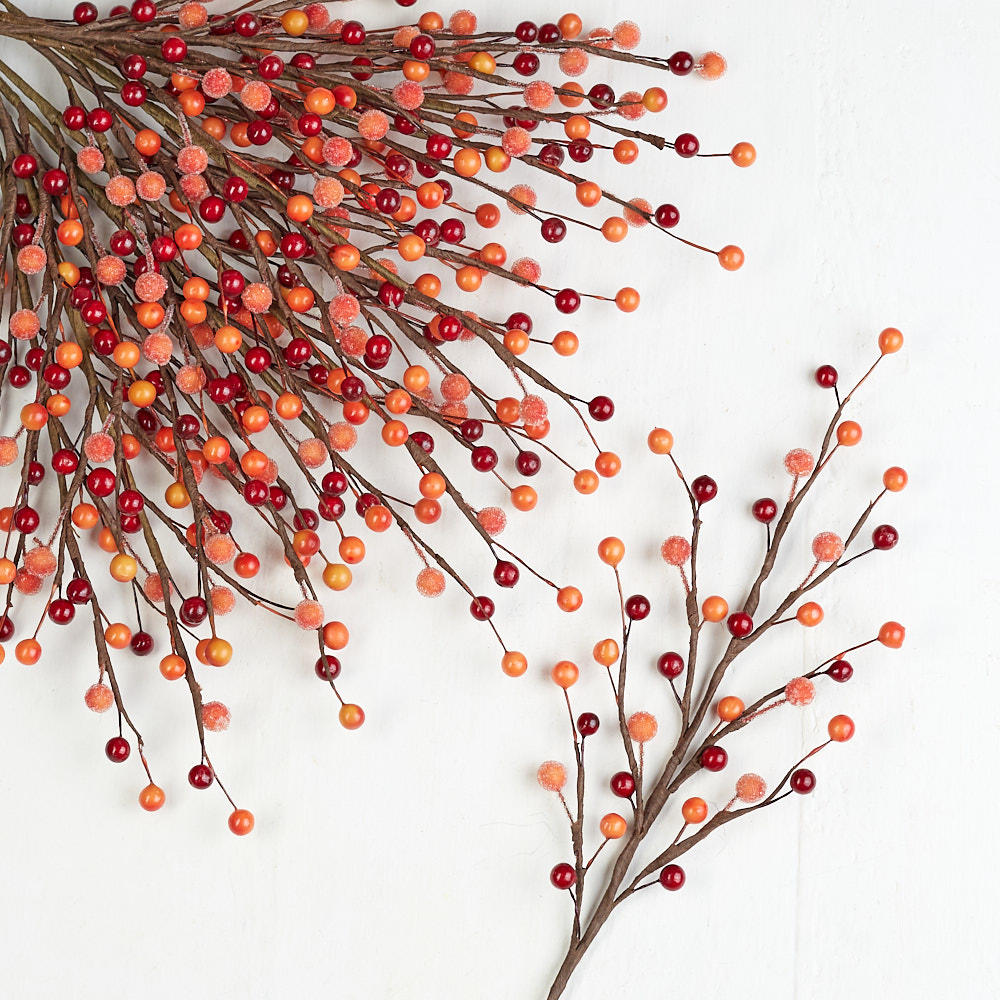 Orange and Dark Red Artificial Berry Sprays (Package of 12 pieces)