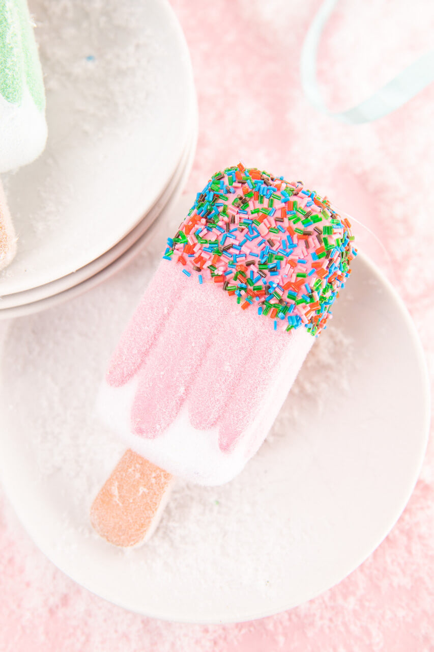 Set Of Two 5" Plastic Popsicle With Sprinkles Ornament