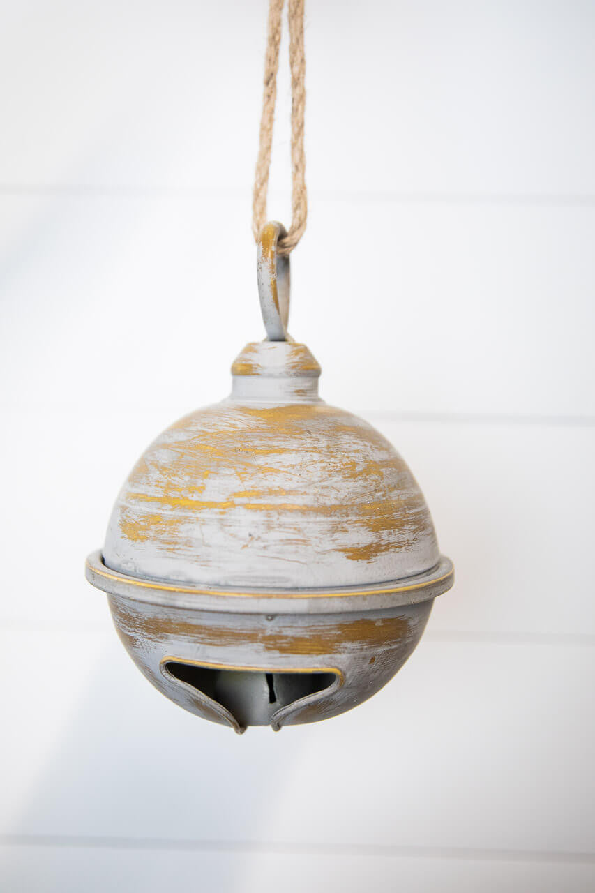 7" x 9” Antique Finish Metal Jingle Bell Ornament