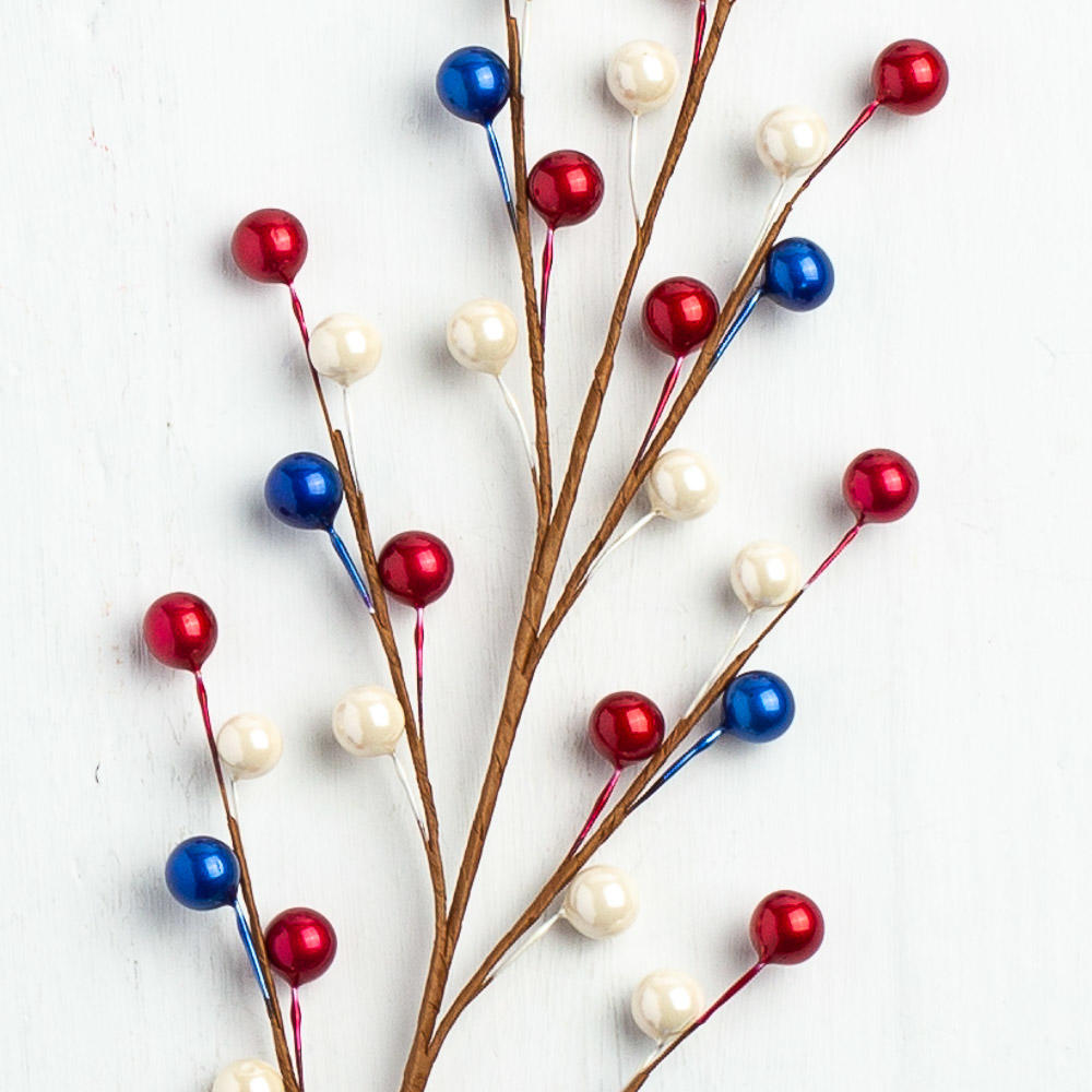 Patriotic Pearl Berry Sprays (Package of 12 pieces)