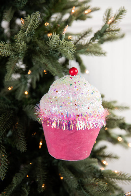 7” Sprinkles Tinsel Cupcake Ornament