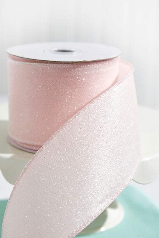 2.5" x 10 Yard Glitter Candy Pink Wired Ribbon