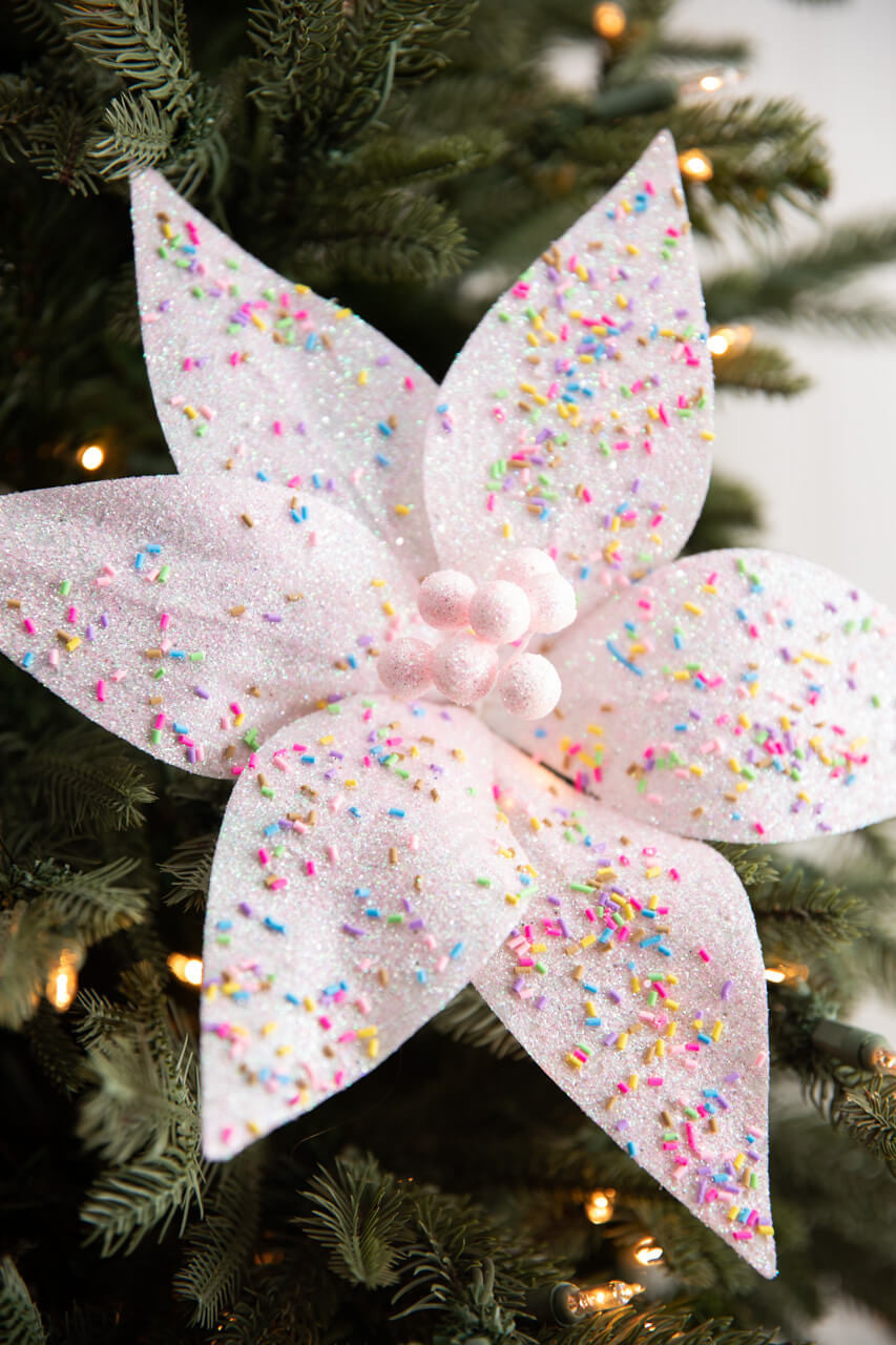 24” Pink Sprinkles Candy Poinsettia
