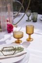 Set of Four Vintage Style Amber and Blush Glassware Tumblers